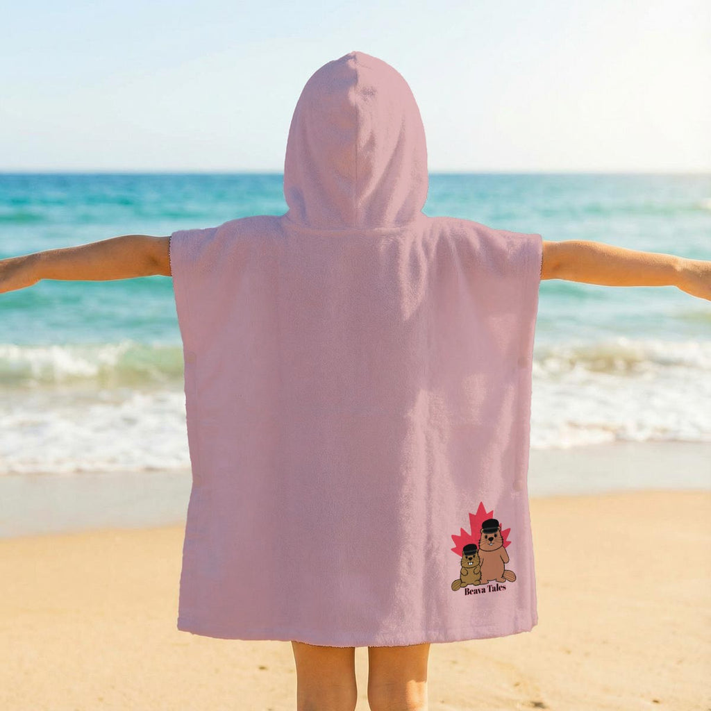 Kid's Hooded Towel Poncho - Axolotl