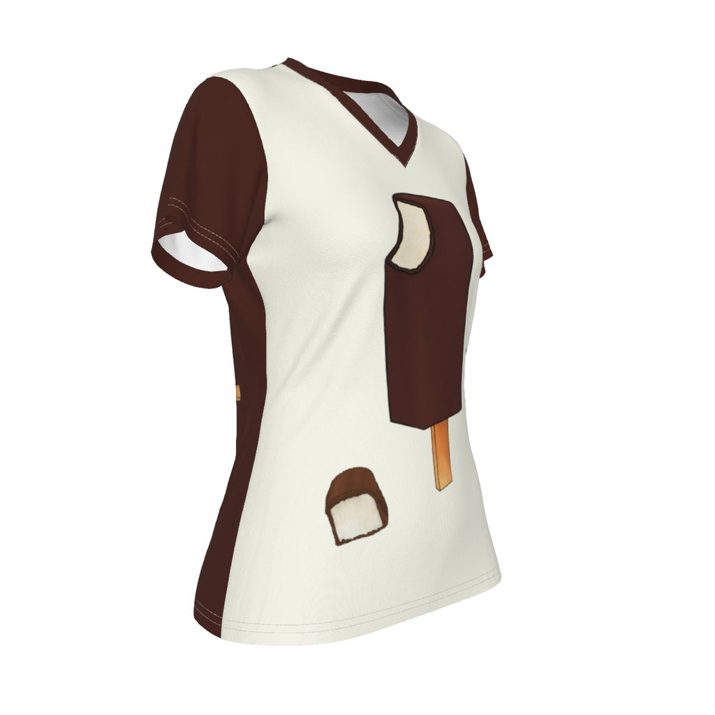 Race - UK - Choco Ice Bounty Bar - V neck tee - offwhite and brown