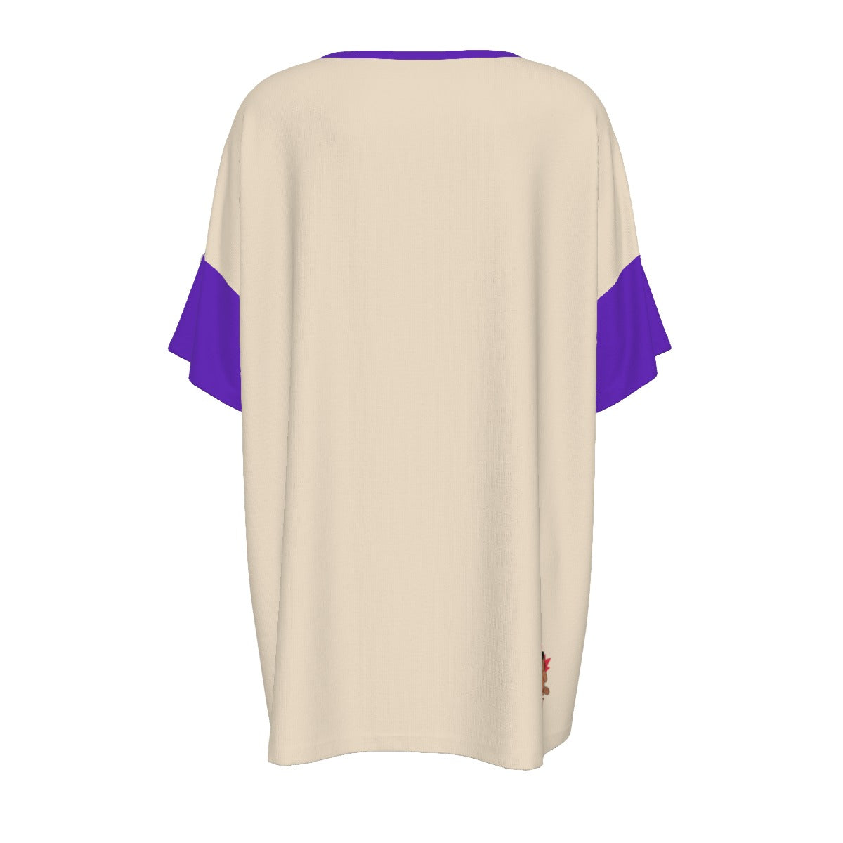 Quebec Iris - drop shoulder tee - beigepurple