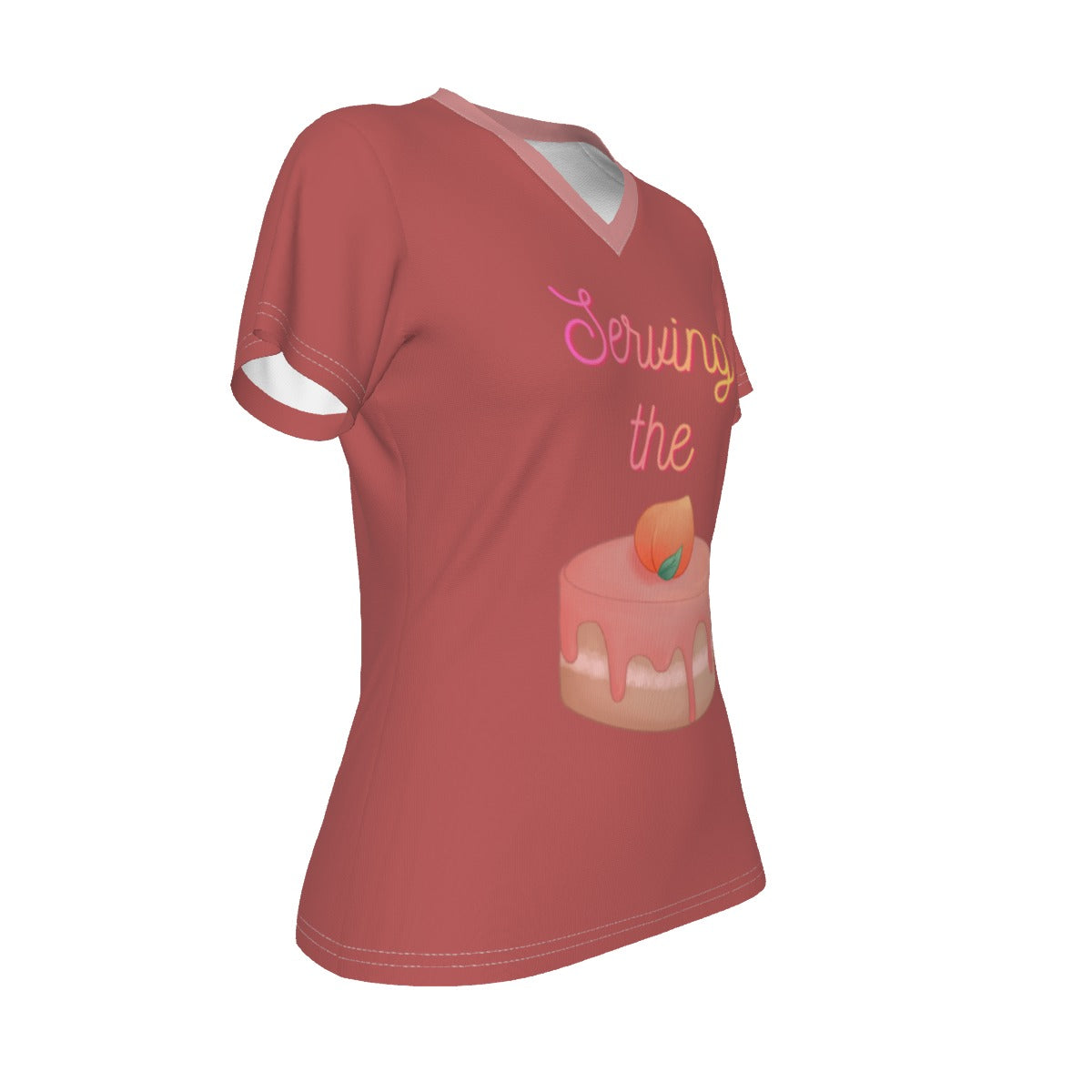 Serving the Cake - salmon - V neck