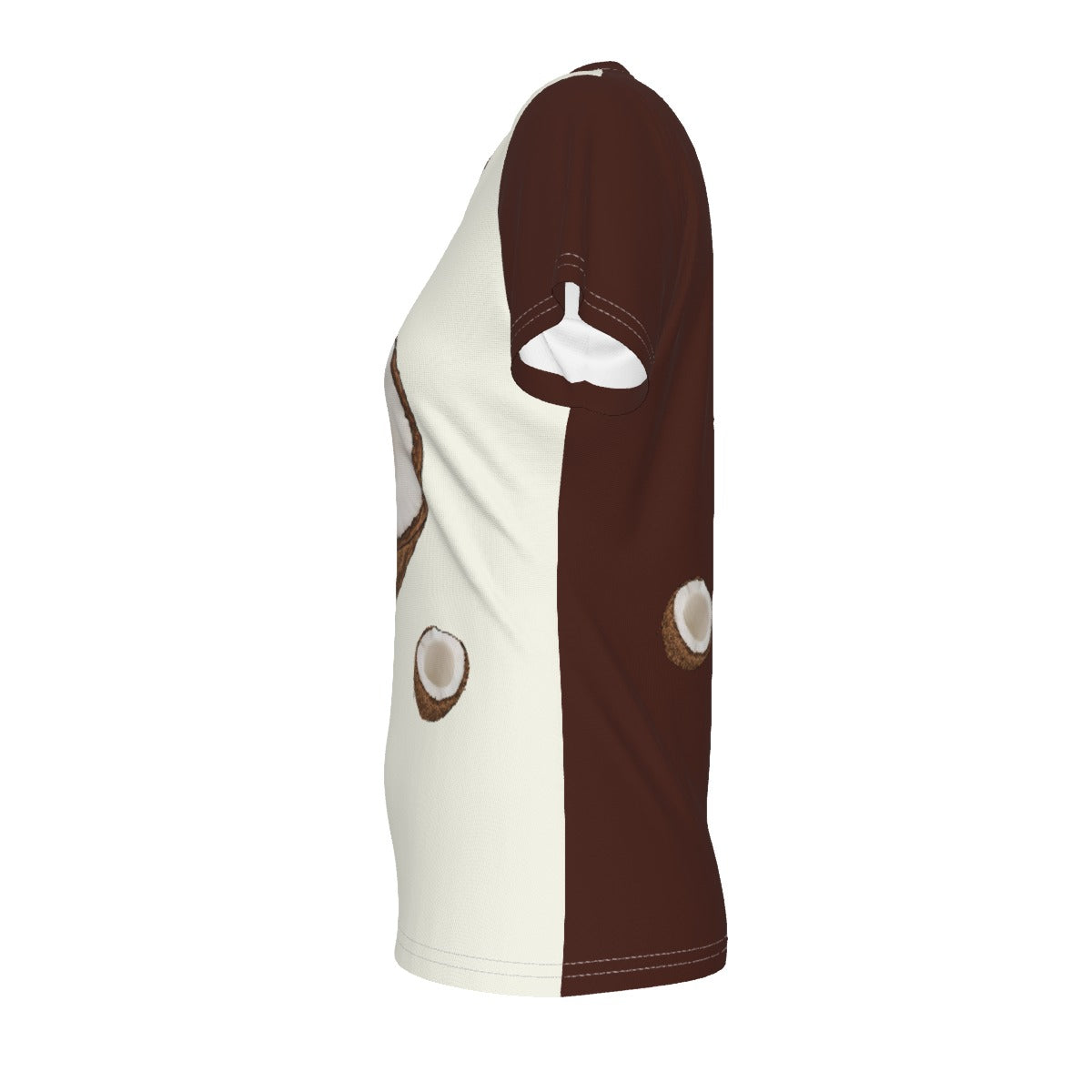 Race - Fruit - Coconut - V neck tee - offwhite and brown