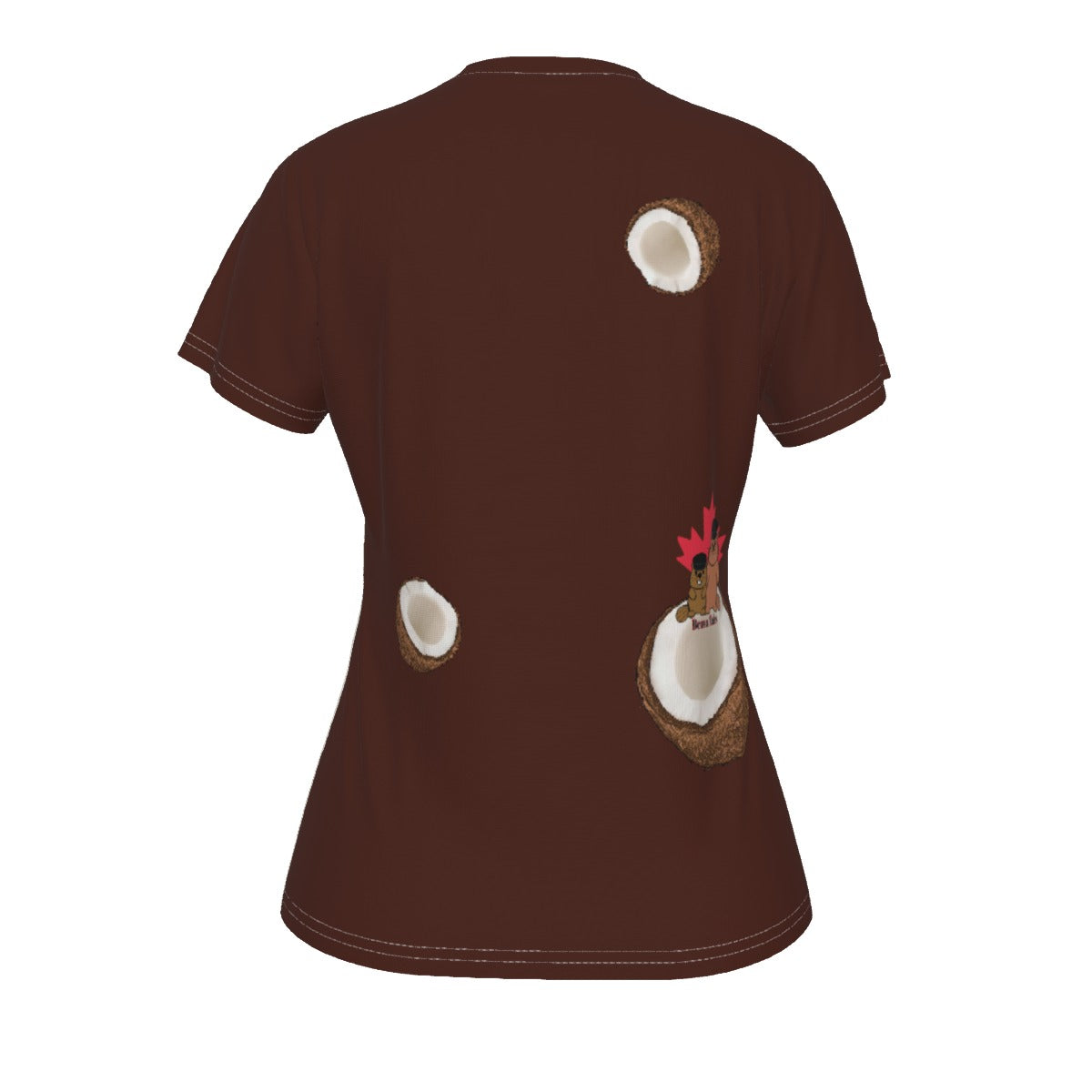 Race - Fruit - Coconut - V neck tee - offwhite and brown