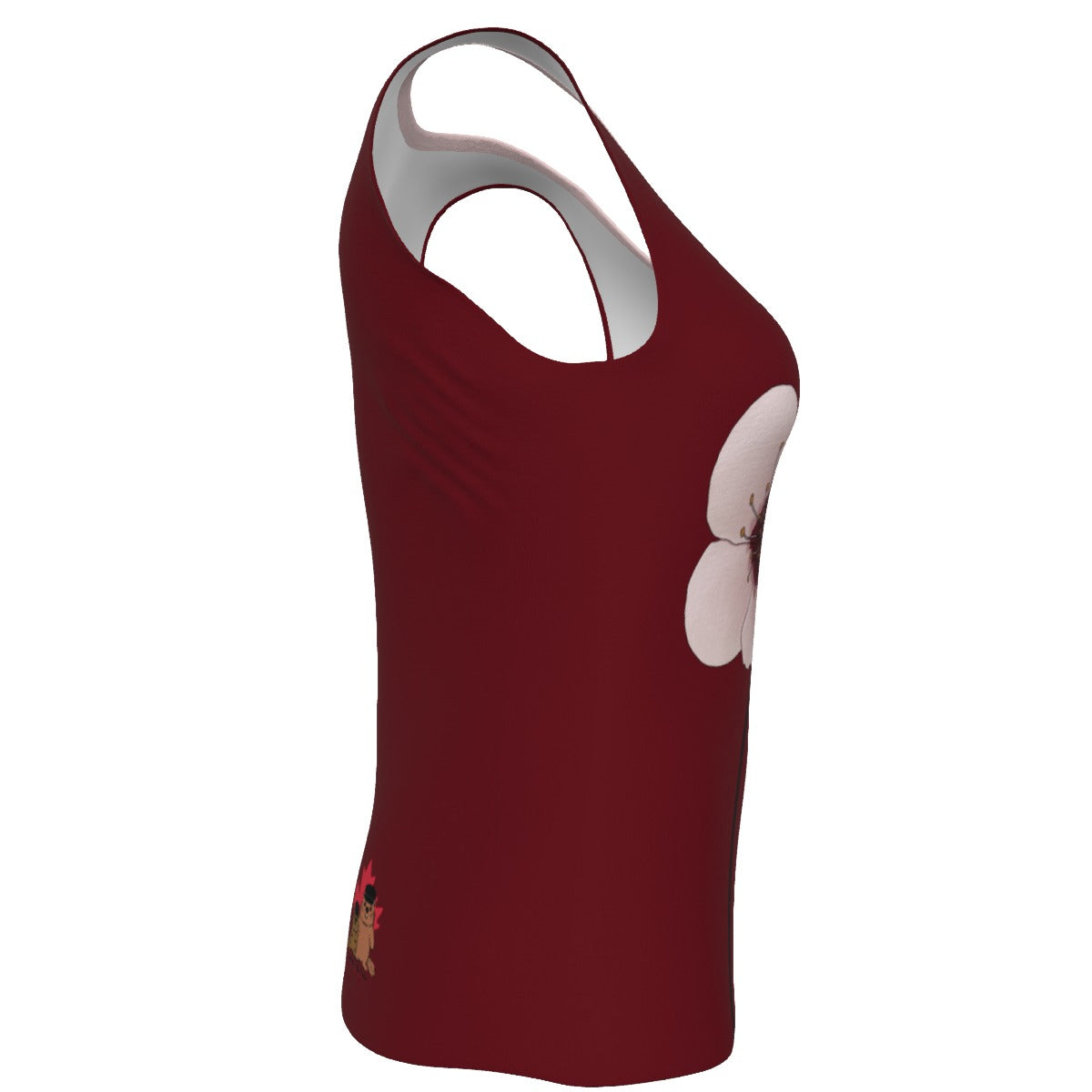 Plum Blossom Branch - U neck tank - maroon