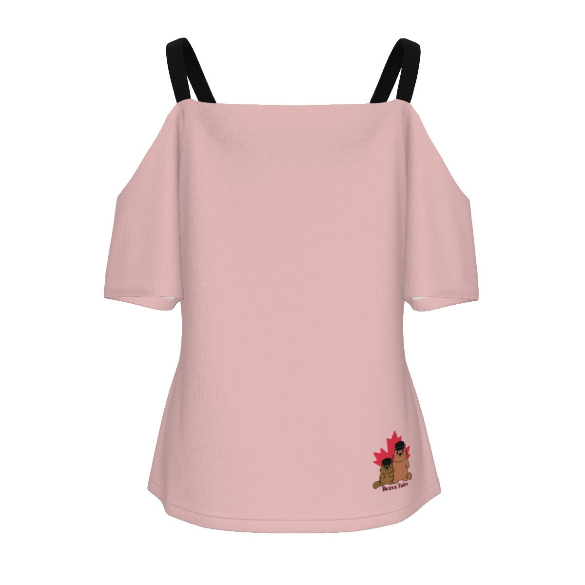 Piggy Bank - cold shoulder tee - pink and black