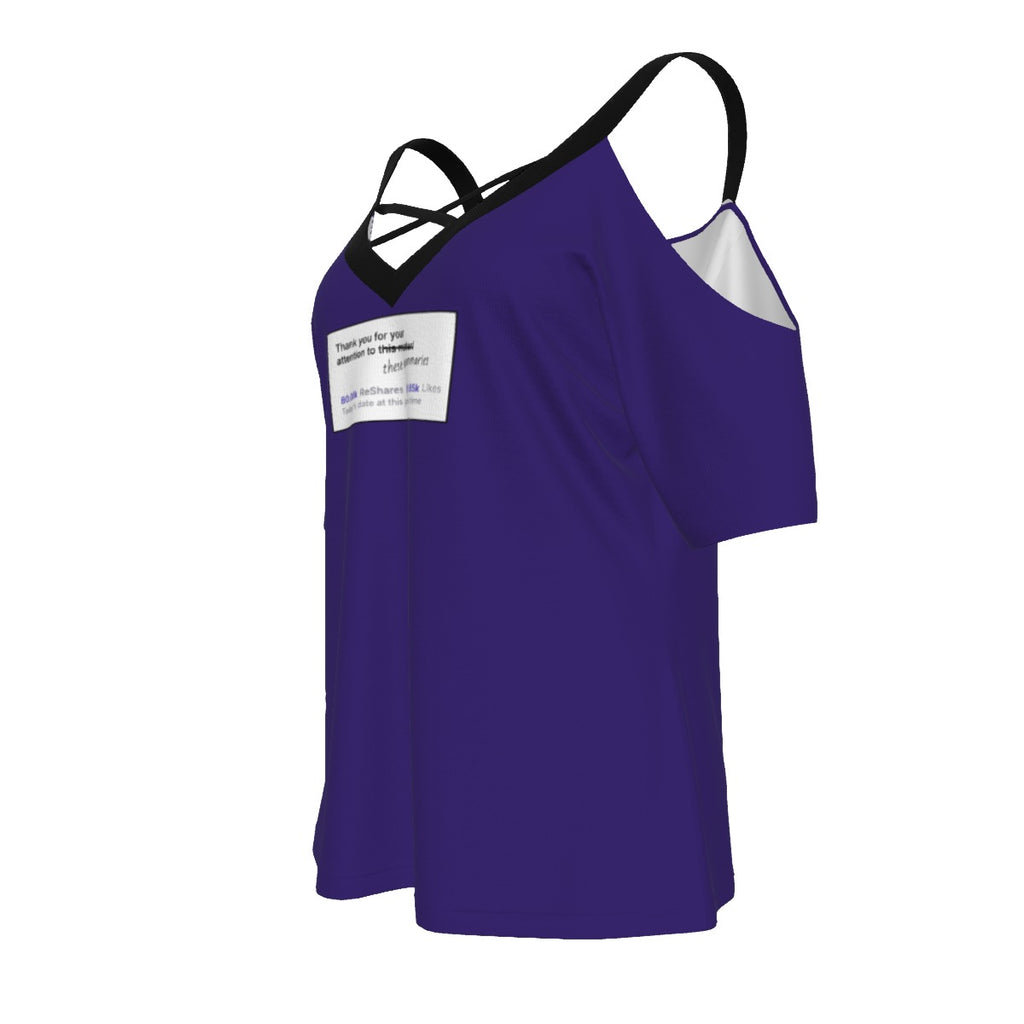 Mammaries Truth Social parody - cold shoulder top - indigo