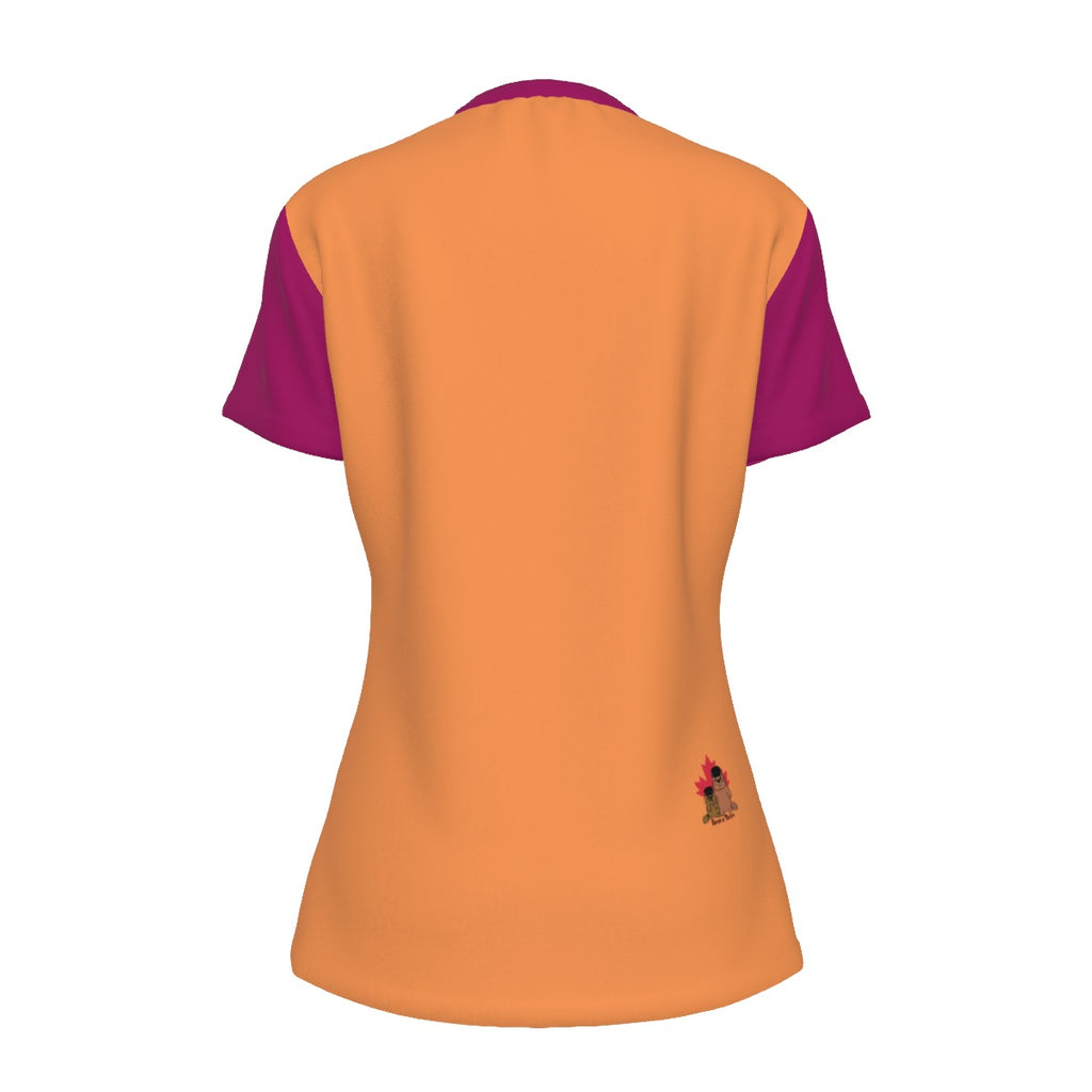 Penguins - lesbian - round neck tee - orange magenta