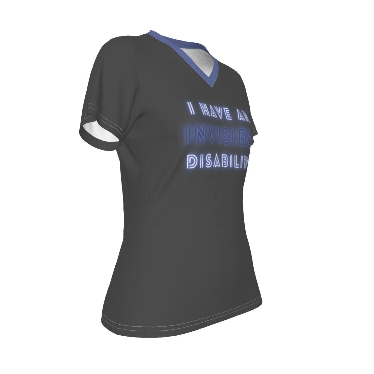 Invisible Disability - V neck tee - dark grey