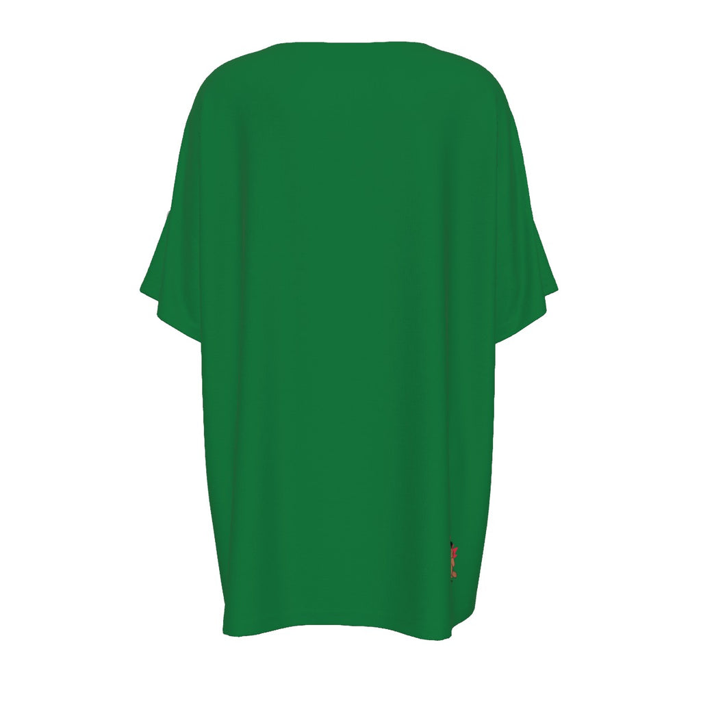Mahjong Flowers - drop shoulder tee - ivorygreen