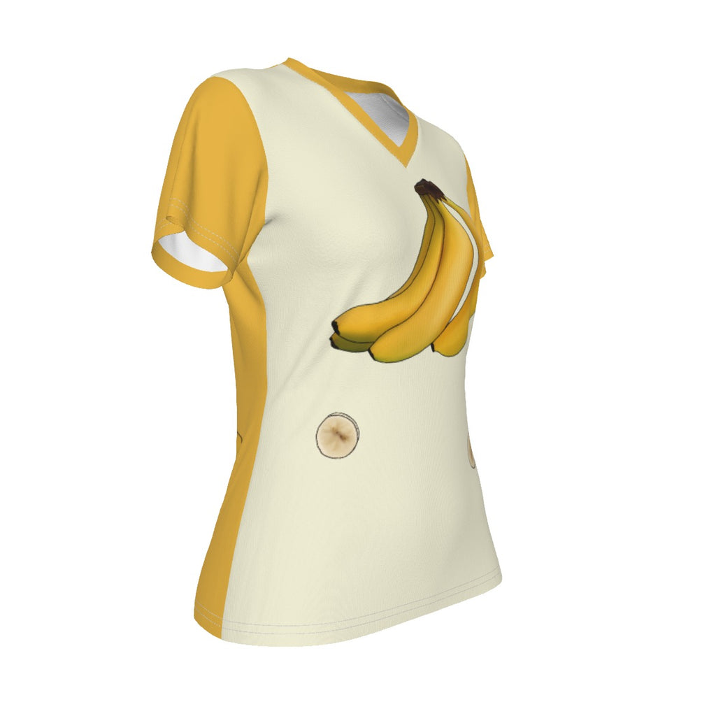 Race - Fruit - Banana - V neck tee - cream and yellow