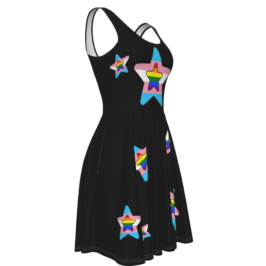 Pride - Rainbow/Trans stars - tank dress - black