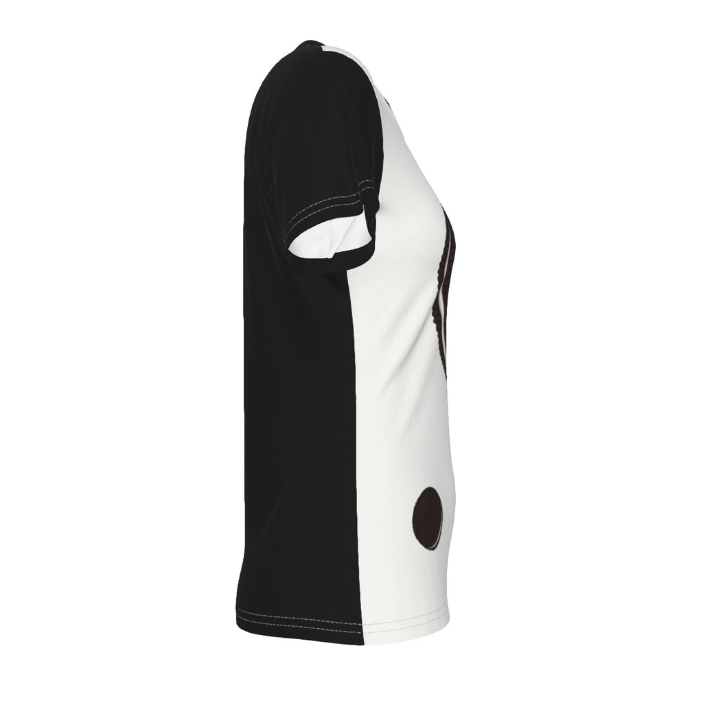 Race - Oreo - V neck tee - white and black