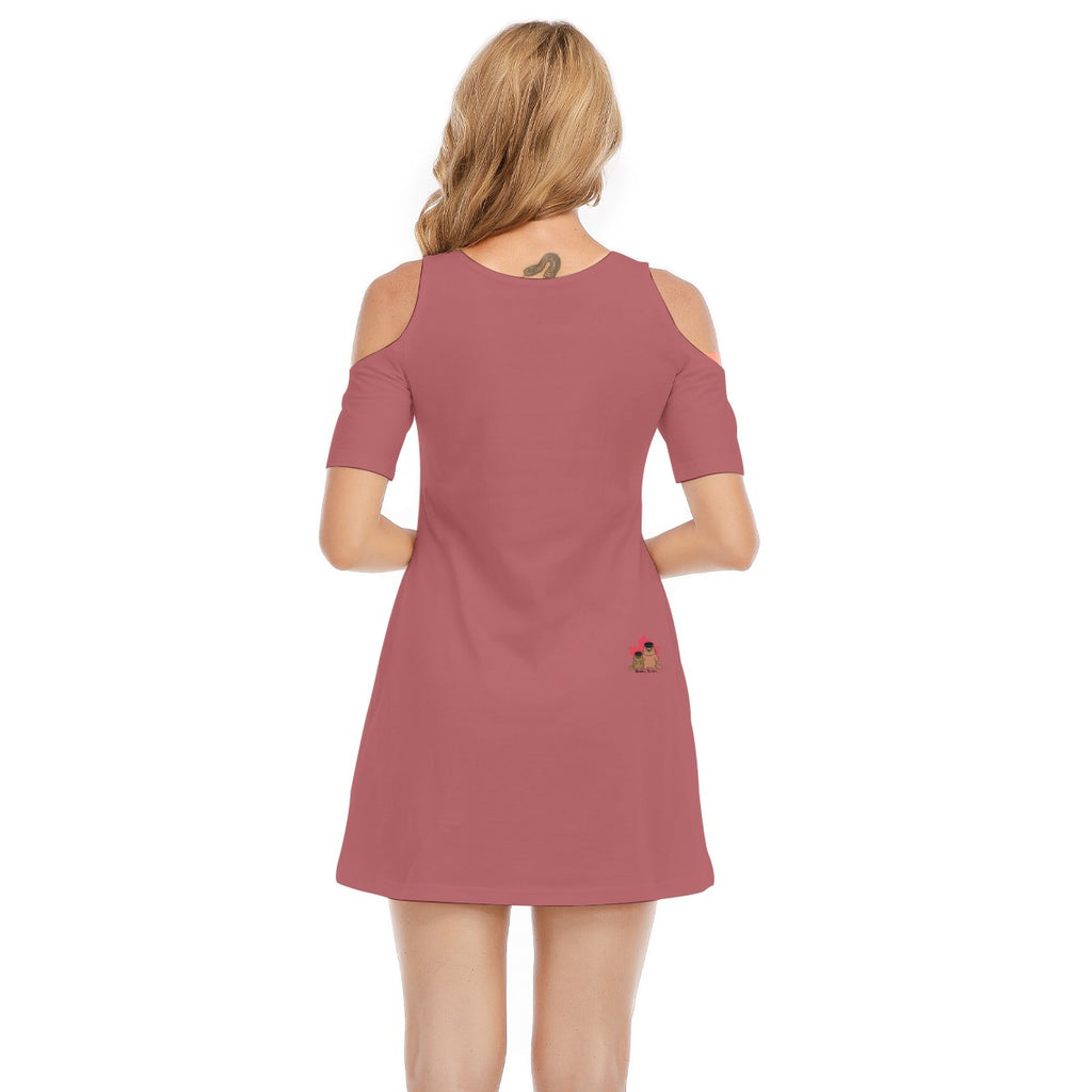 MIL - cold shoulder short dress - pink