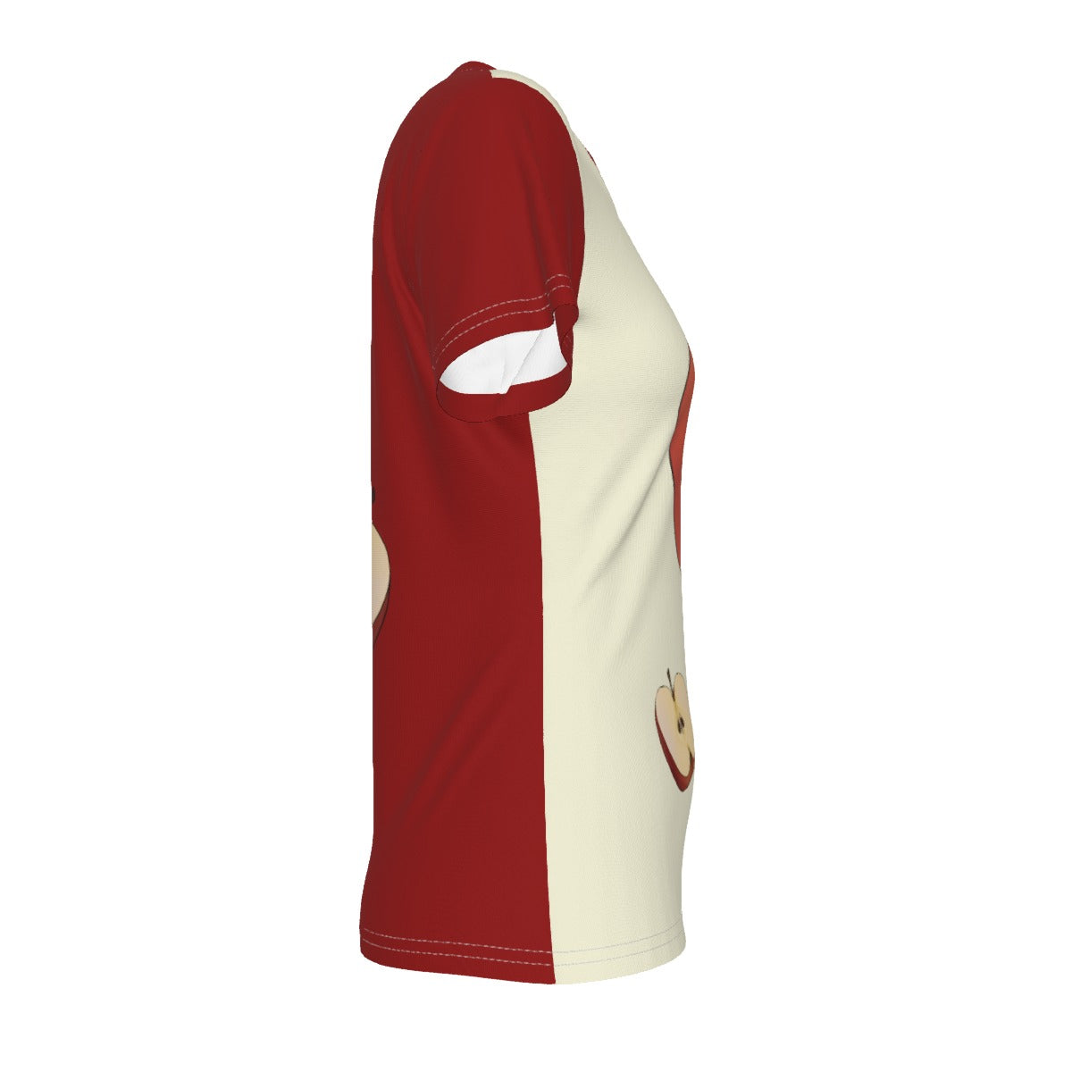 Race - Fruit - Apple - V neck tee - cream and red
