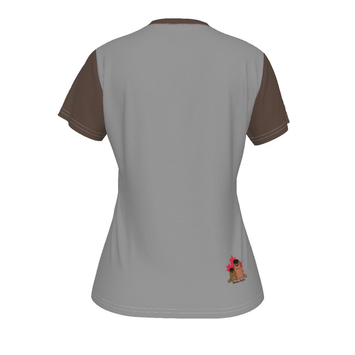 Jeffy Cat - V neck tee - grey and brown