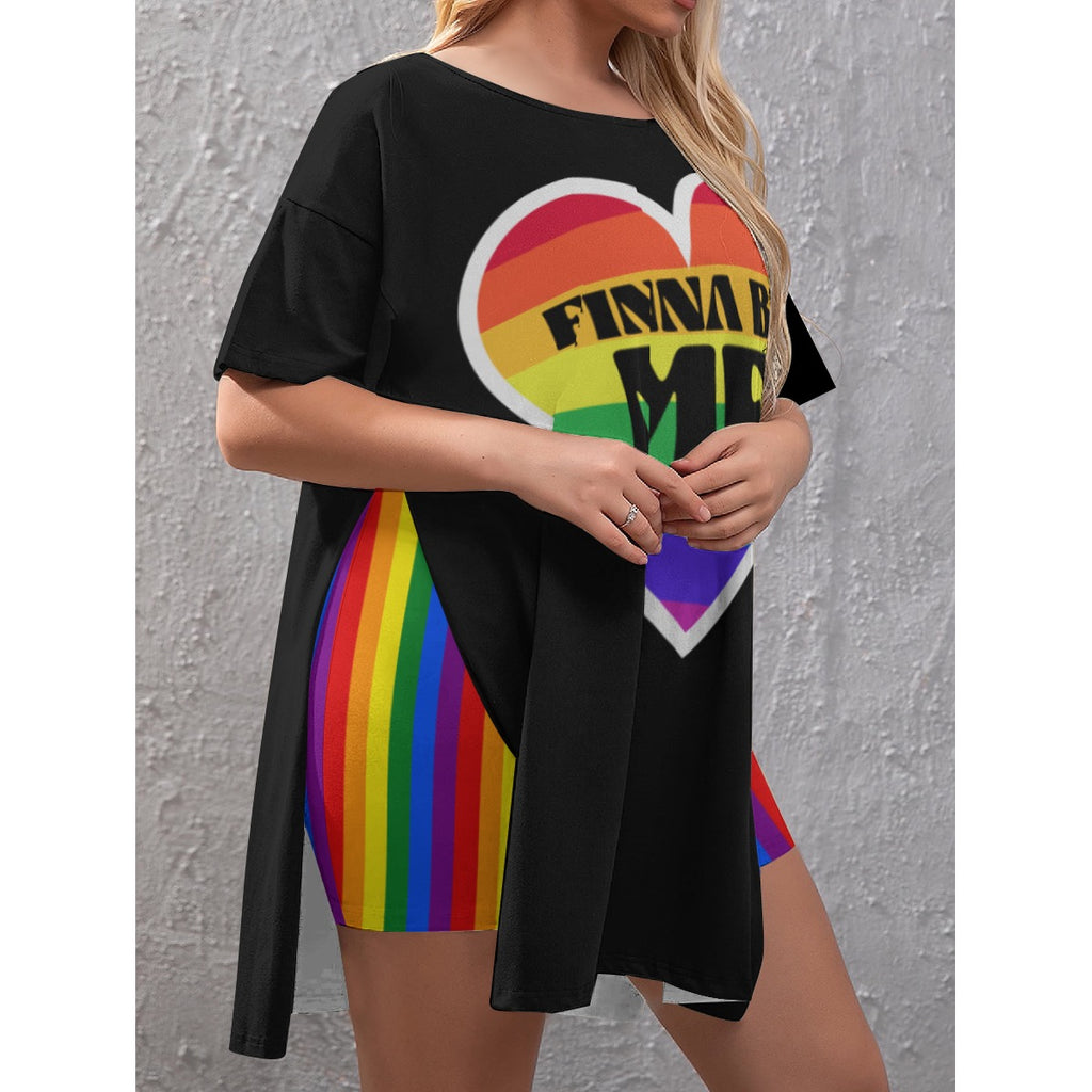 Finna Me - Rainbow - shorts set - black