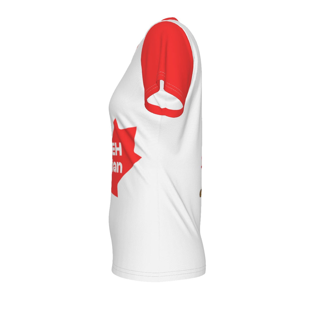 Canadian Grade EH - V neck tee - white/red