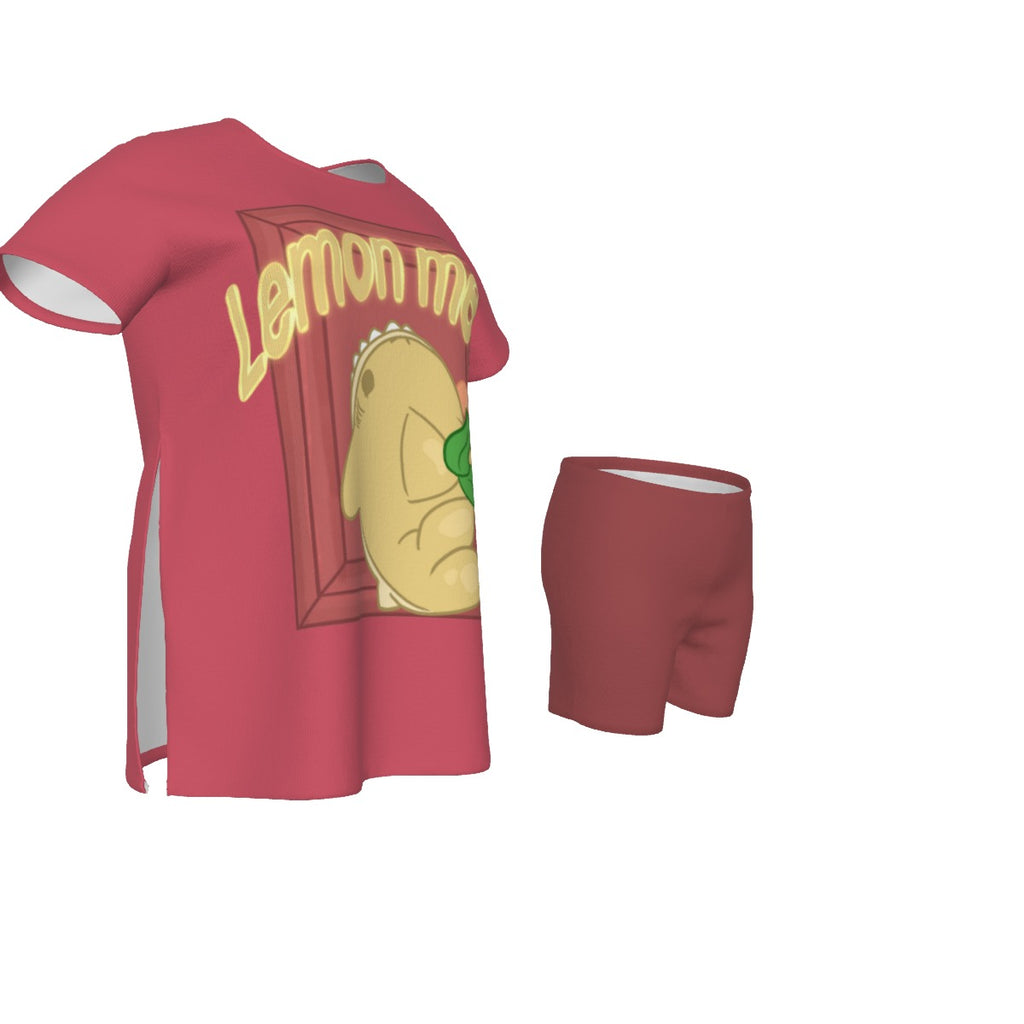 Lemon Me In - shorts set - salmon
