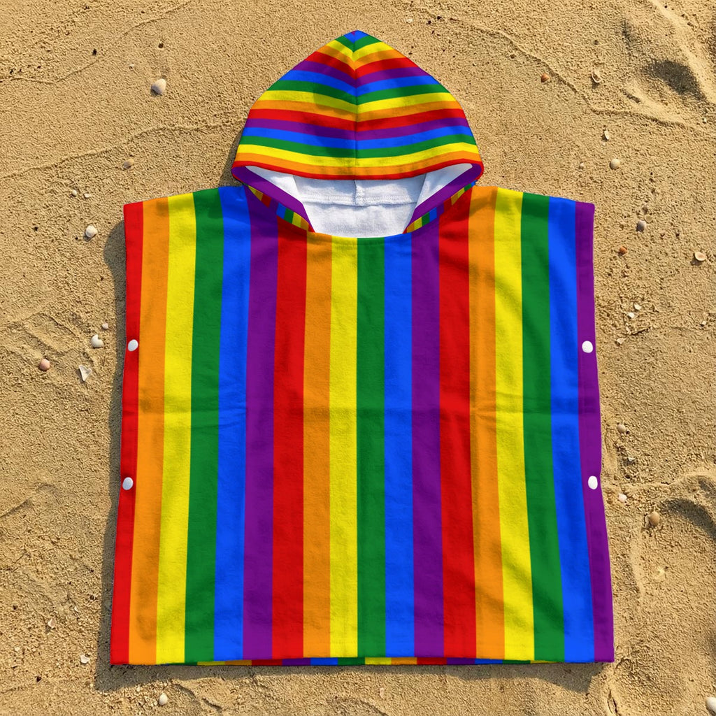 Kid's Hooded Towel Poncho - Pride - Rainbow