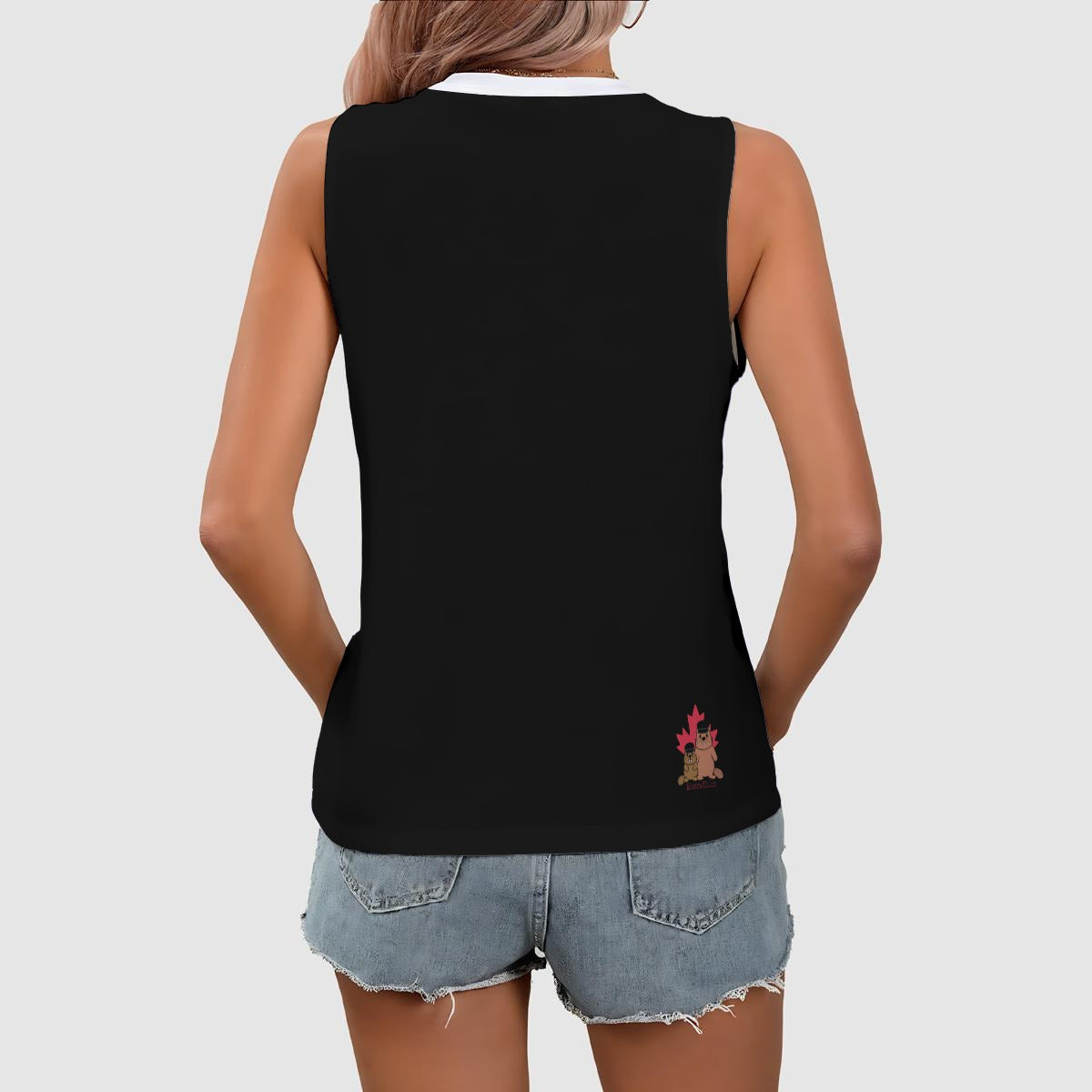 1st person shooter - V neck tank - black