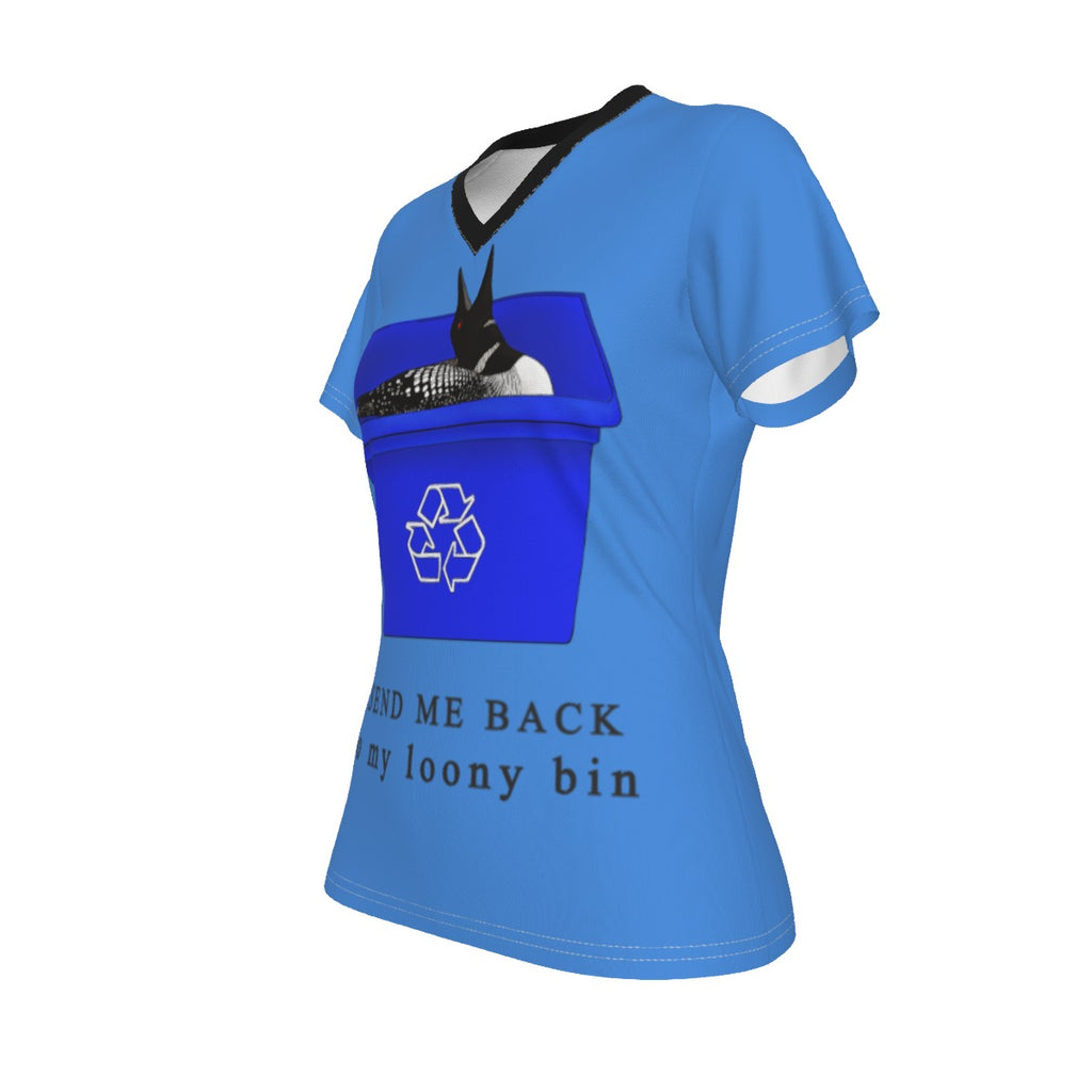 Loonie Bin - V neck tee - blue