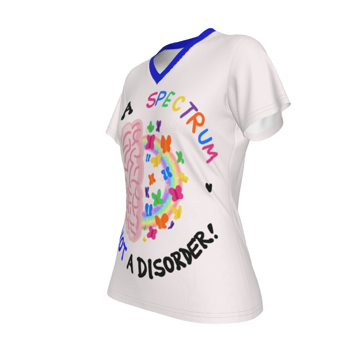 Autism Spectrum - V neck tee - offwhite and blue