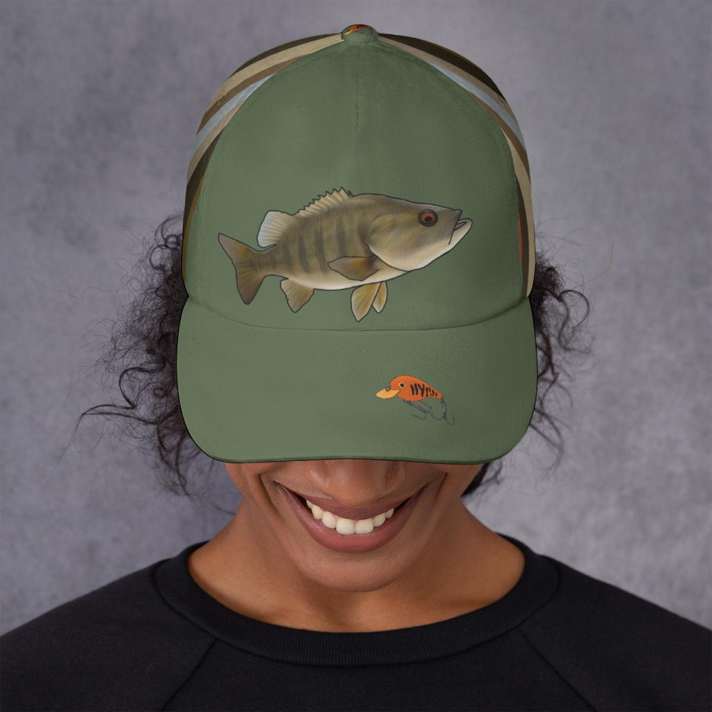 Bass and lure - baseball cap - khaki