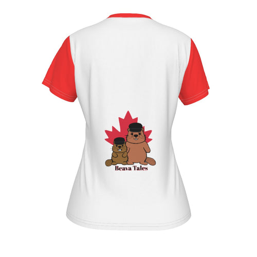 Canadian Grade EH - V neck tee - white/red