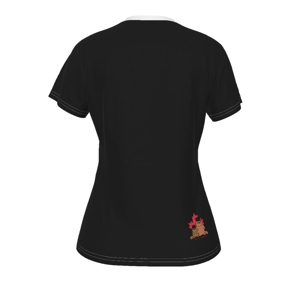 You Must Be THIS Tall - V neck tee - black