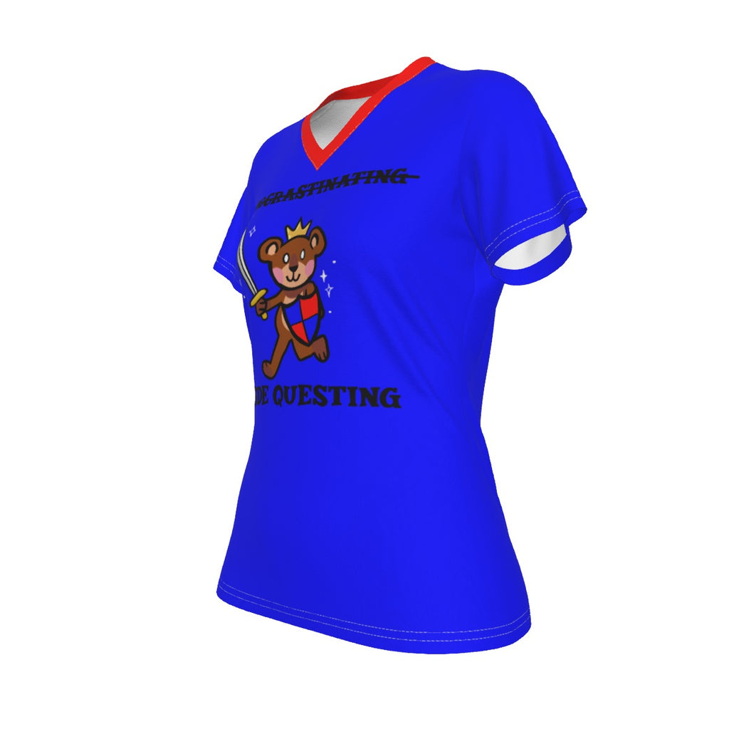 Side Questing - V neck tee - blue