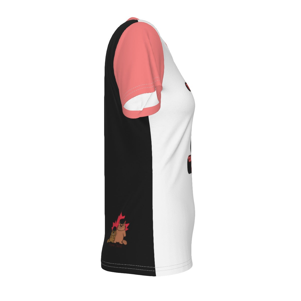 Zippy - V neck tee - white with pink