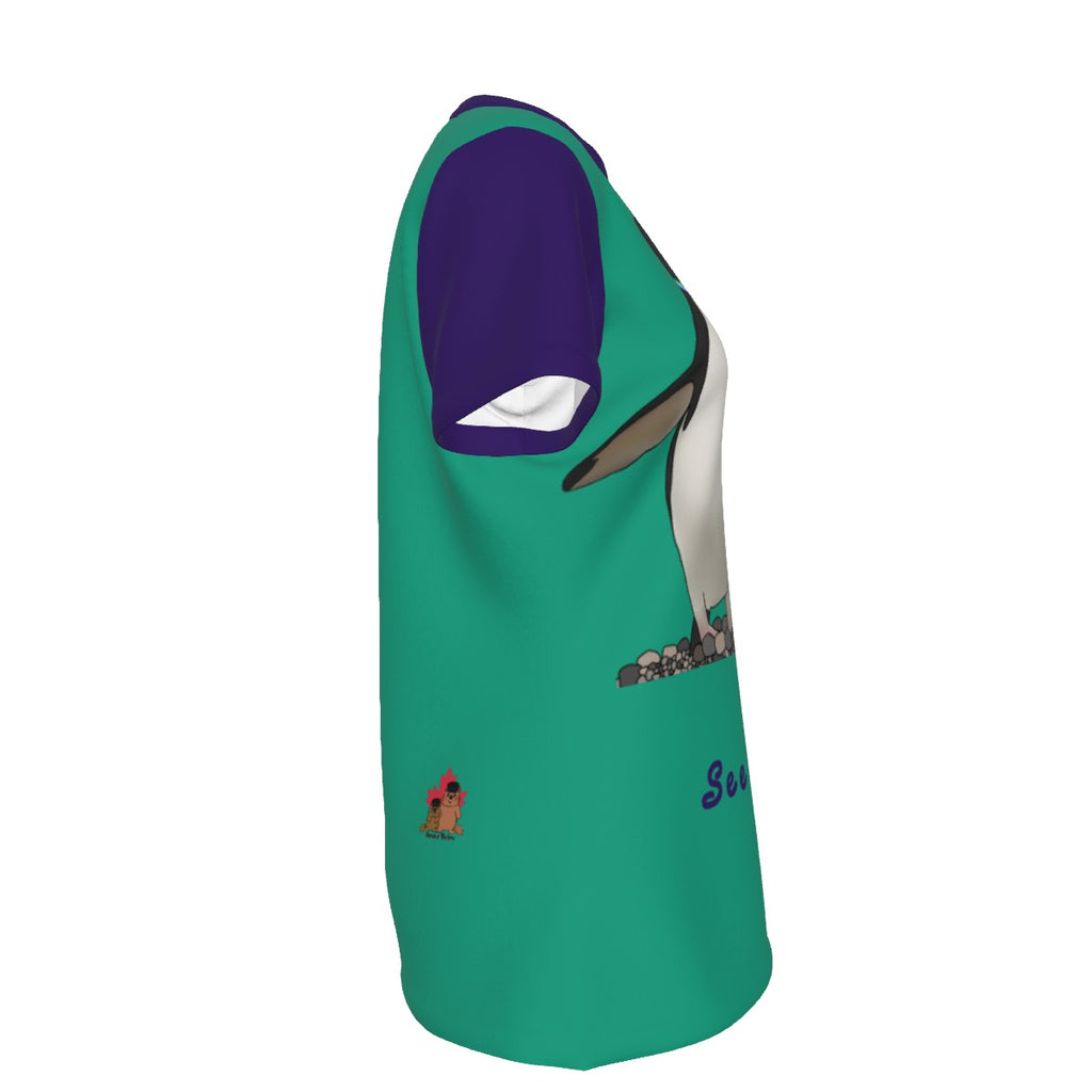 Penguins - gay - round neck tee - green indigo