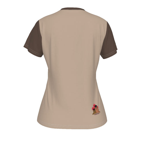 Bearly Keeping Up - V neck tee - browns