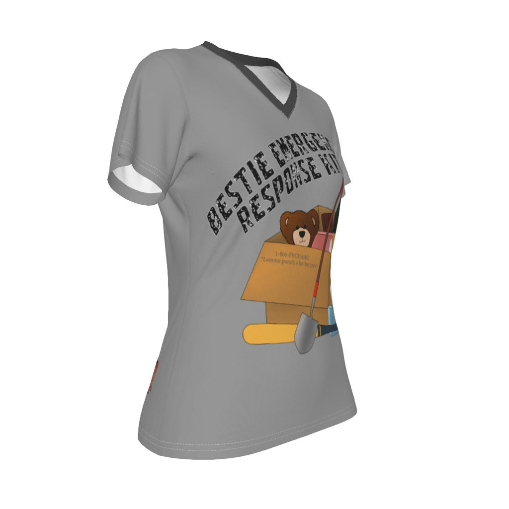 Bestie Emergency Response Kit - grey - V neck tee