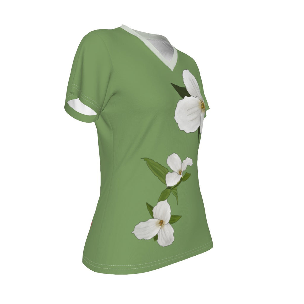 Ontario Trillium - V neck tee - green
