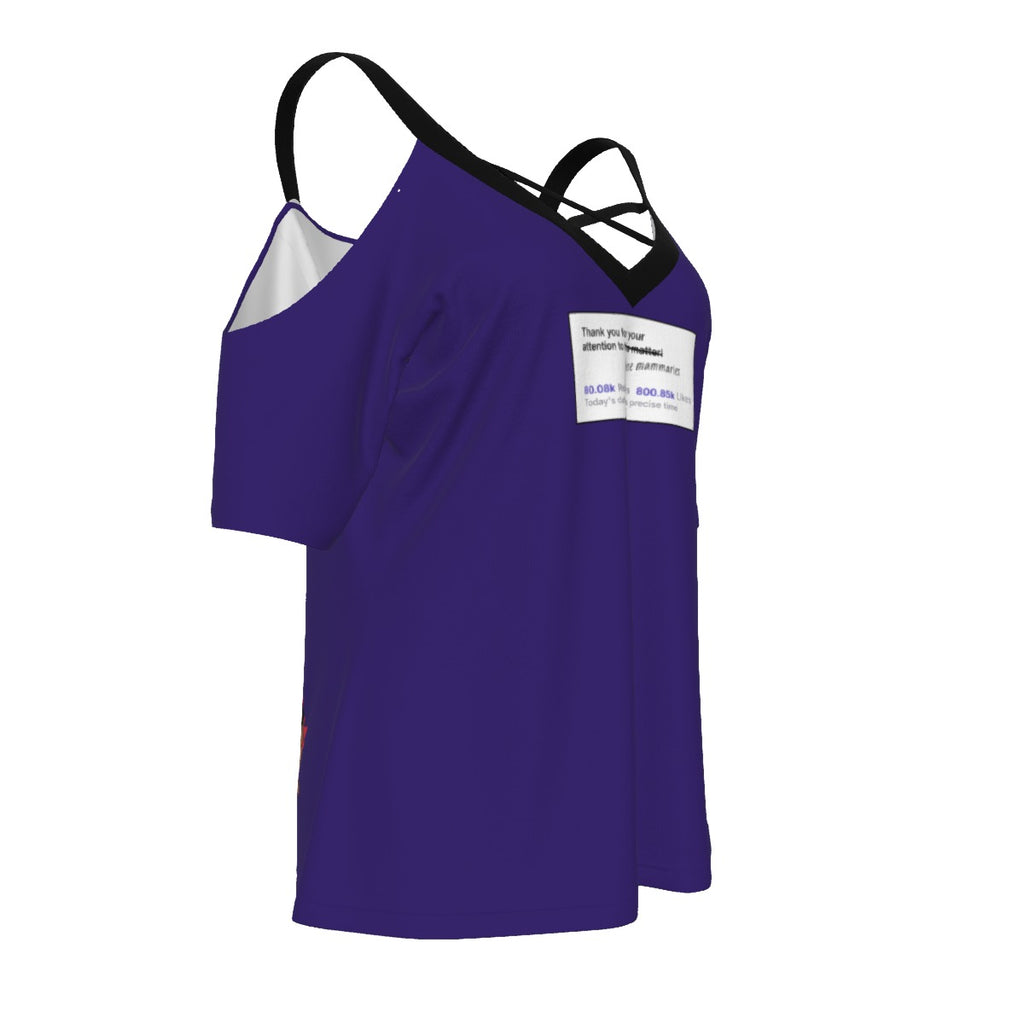 Mammaries Truth Social parody - cold shoulder top - indigo