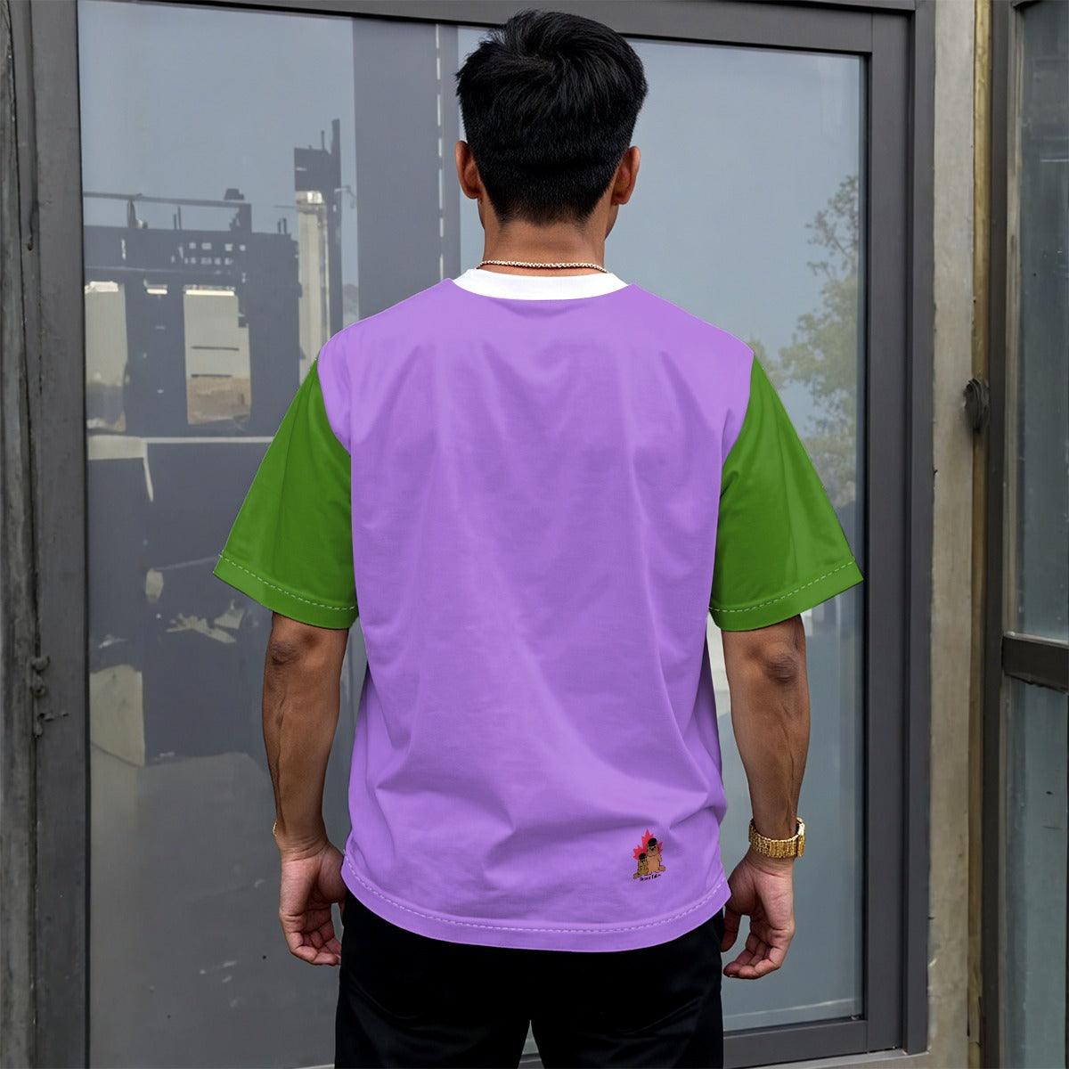 Gender is a construct - unisex drop shoulder tee - purple and green
