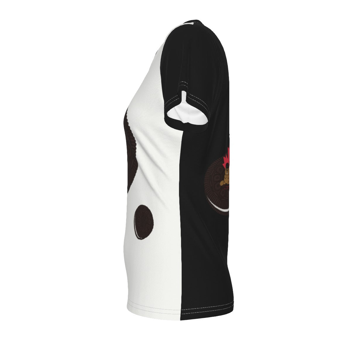 Race - Oreo - V neck tee - white and black