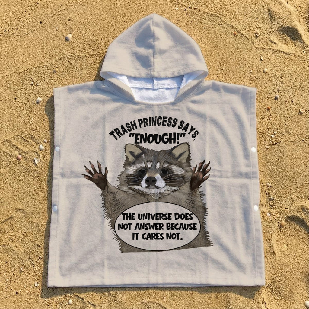 Kid's Hooded Towel Poncho - Raccoon