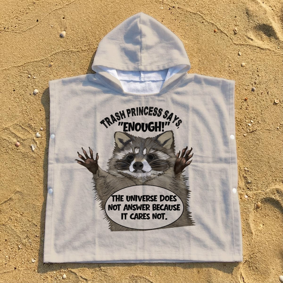 Kid's Hooded Towel Poncho - Raccoon