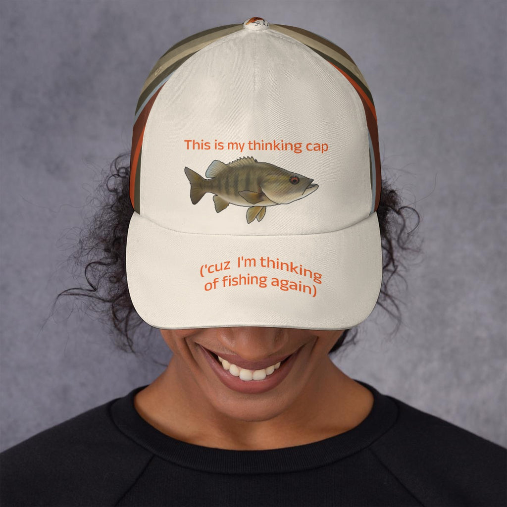 THINKING (fishing!) CAP - small mouth bass - baseball cap