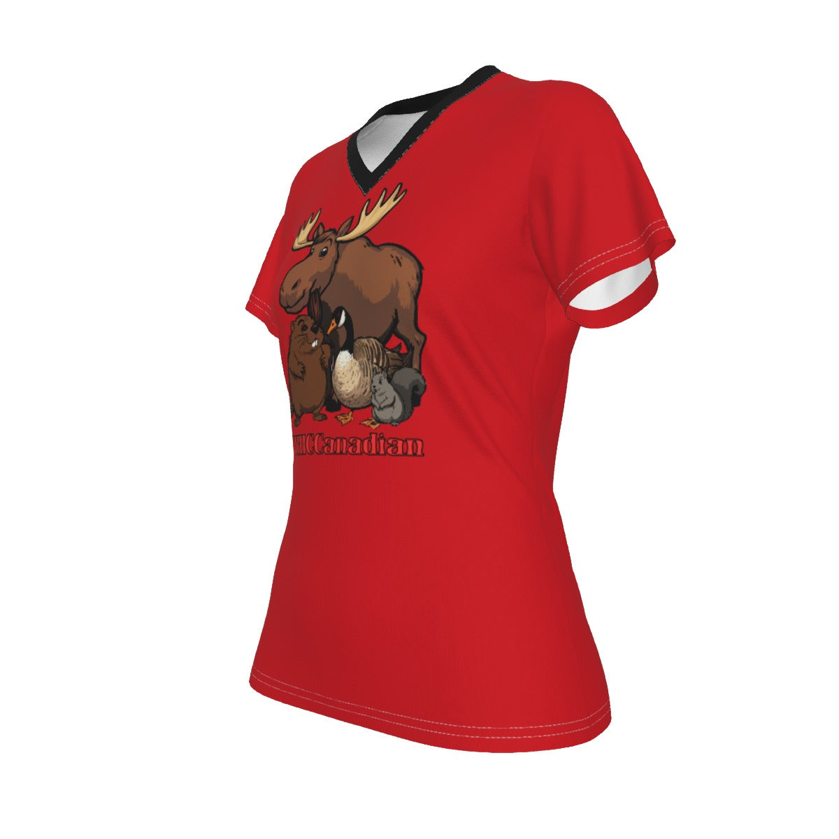THICCCanadian - V neck tee - red
