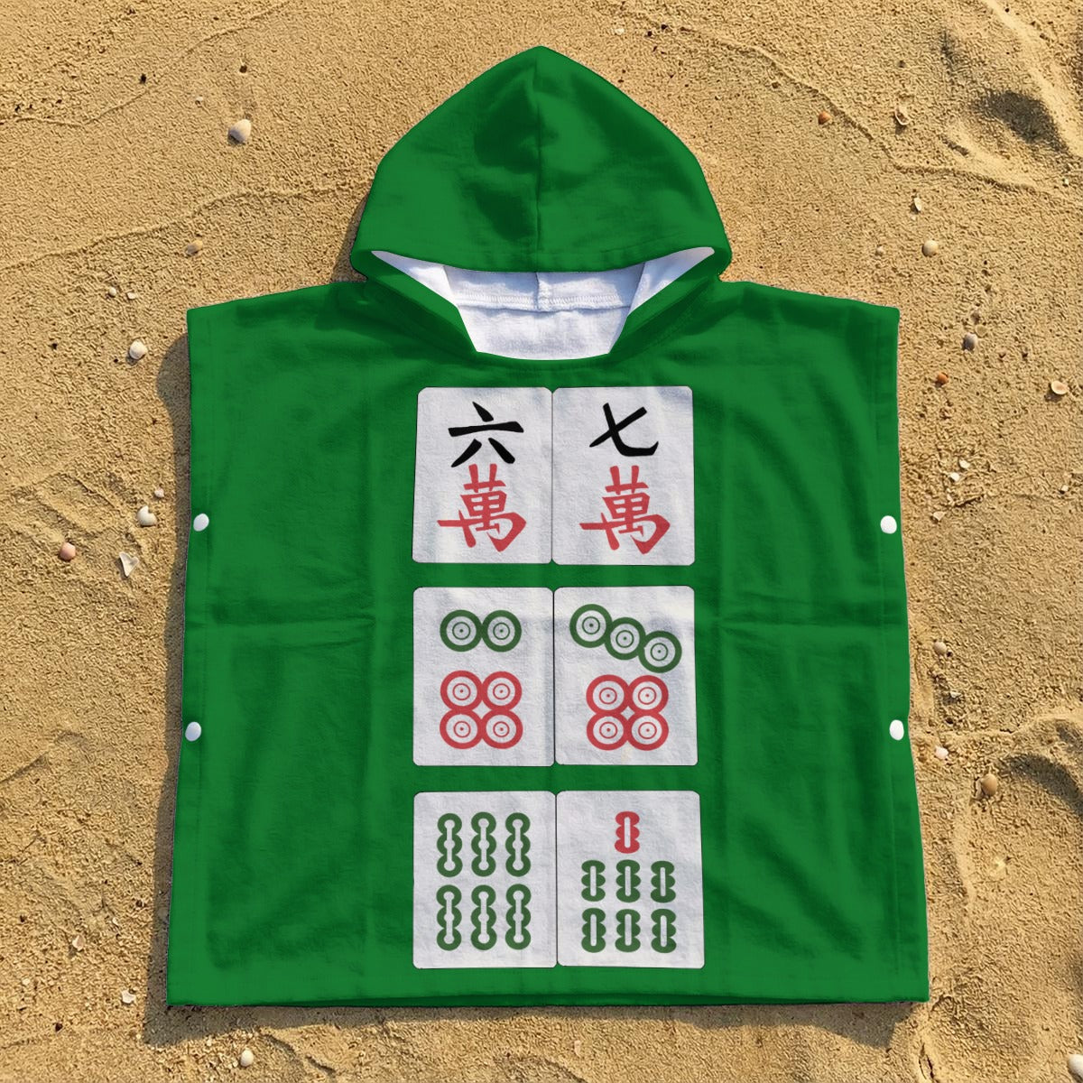 Kid's Hooded Towel Poncho - Mahjong 6 7