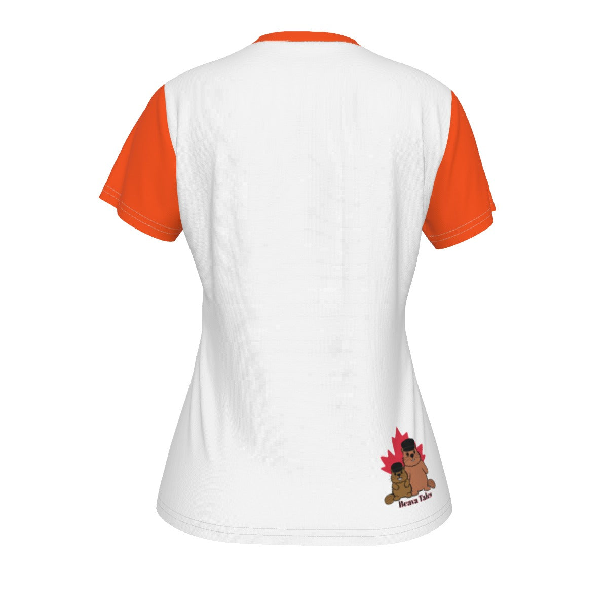 Panic at the Desk-o- v neck tee - white w/ orange