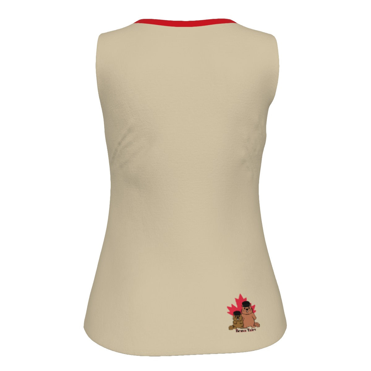 Poutine - U neck tank - beige with red