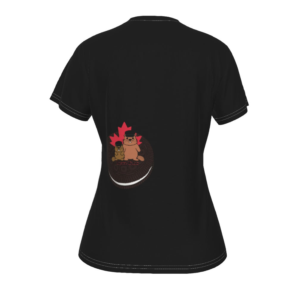 Race - Oreo - V neck tee - white and black