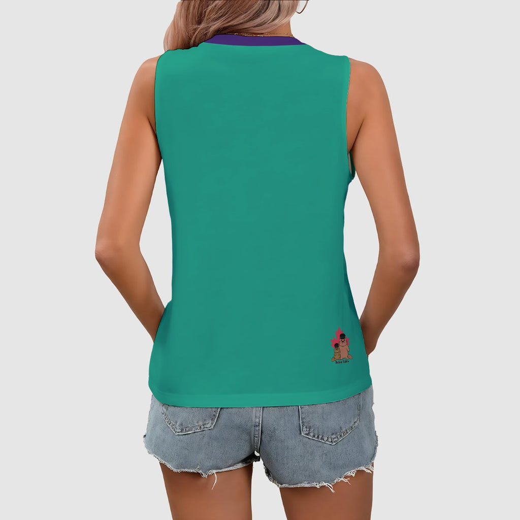Penguins - gay - v neck tank - green indigo