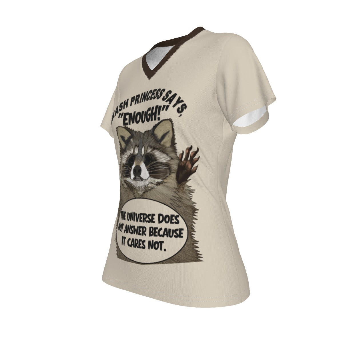 Trash Princess - V neck tee - tan
