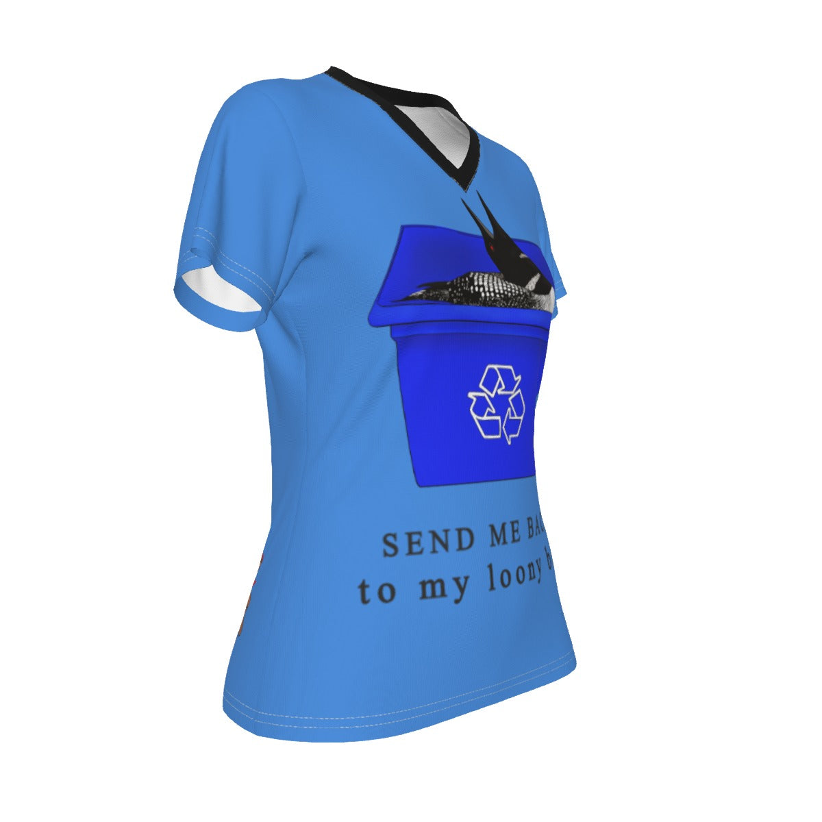 Loonie Bin - V neck tee - blue