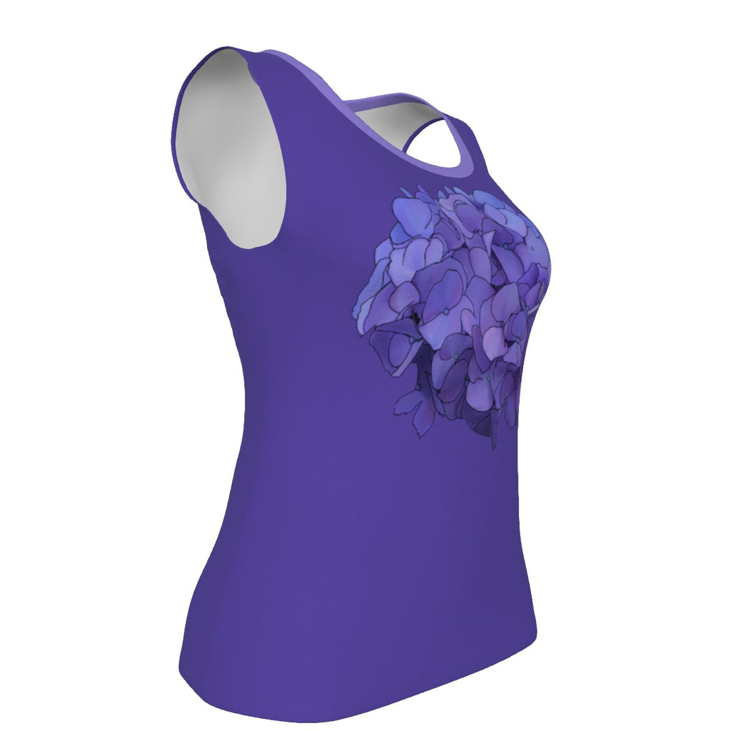 Hydrangea - U neck tank - periwinkle