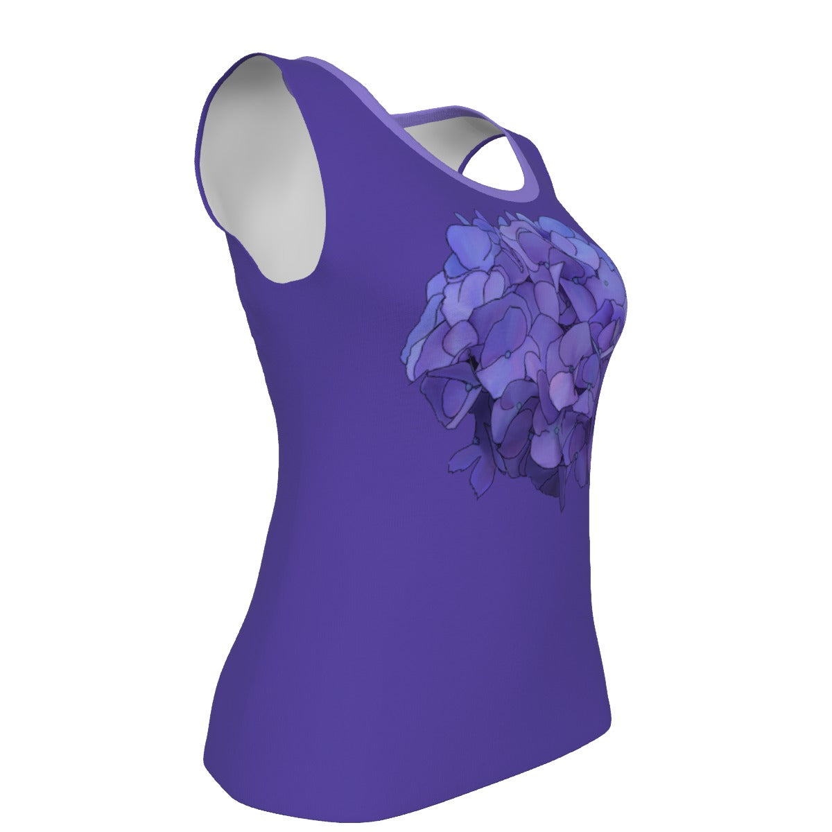 Hydrangea - U neck tank - periwinkle